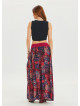 Red Ethnic Skirt with Elastic Waist and Drape Detail 4492